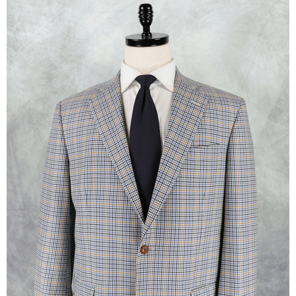 Brooks Brothers SaxXon Wool Sport Coat 42R 1818 Madison Blue Orange Glen Plaid - Picture 2 of 15